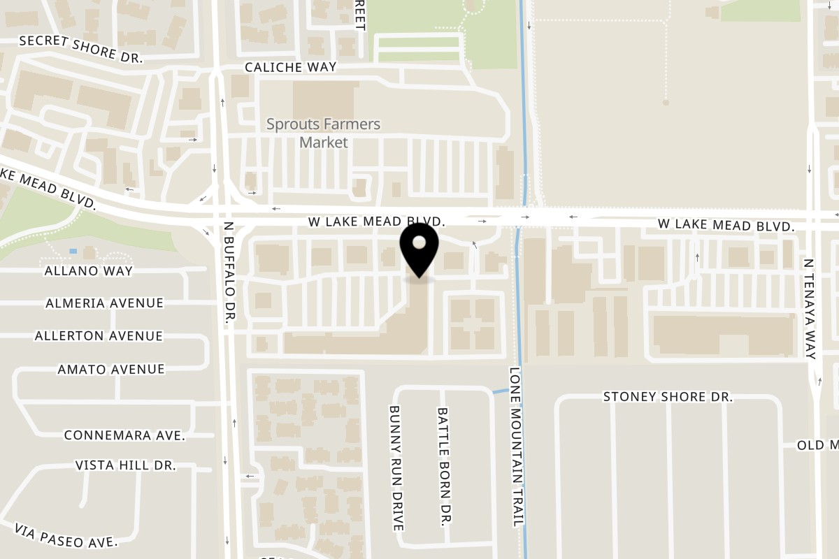 Map showing the location of Crab N Spice Lakemead on 7501 W Lake Mead Blvd in Las Vegas